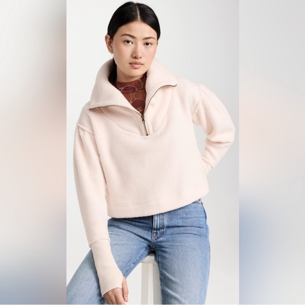 NEW Free People Champagne DreamsPoppy Sweater Cropped Pullover Fleece size mediu
